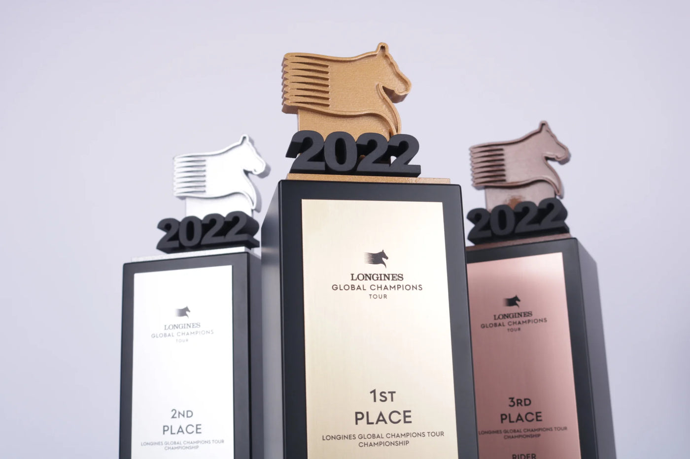 black base with brassed plate and 3d printed template for the longines global champions