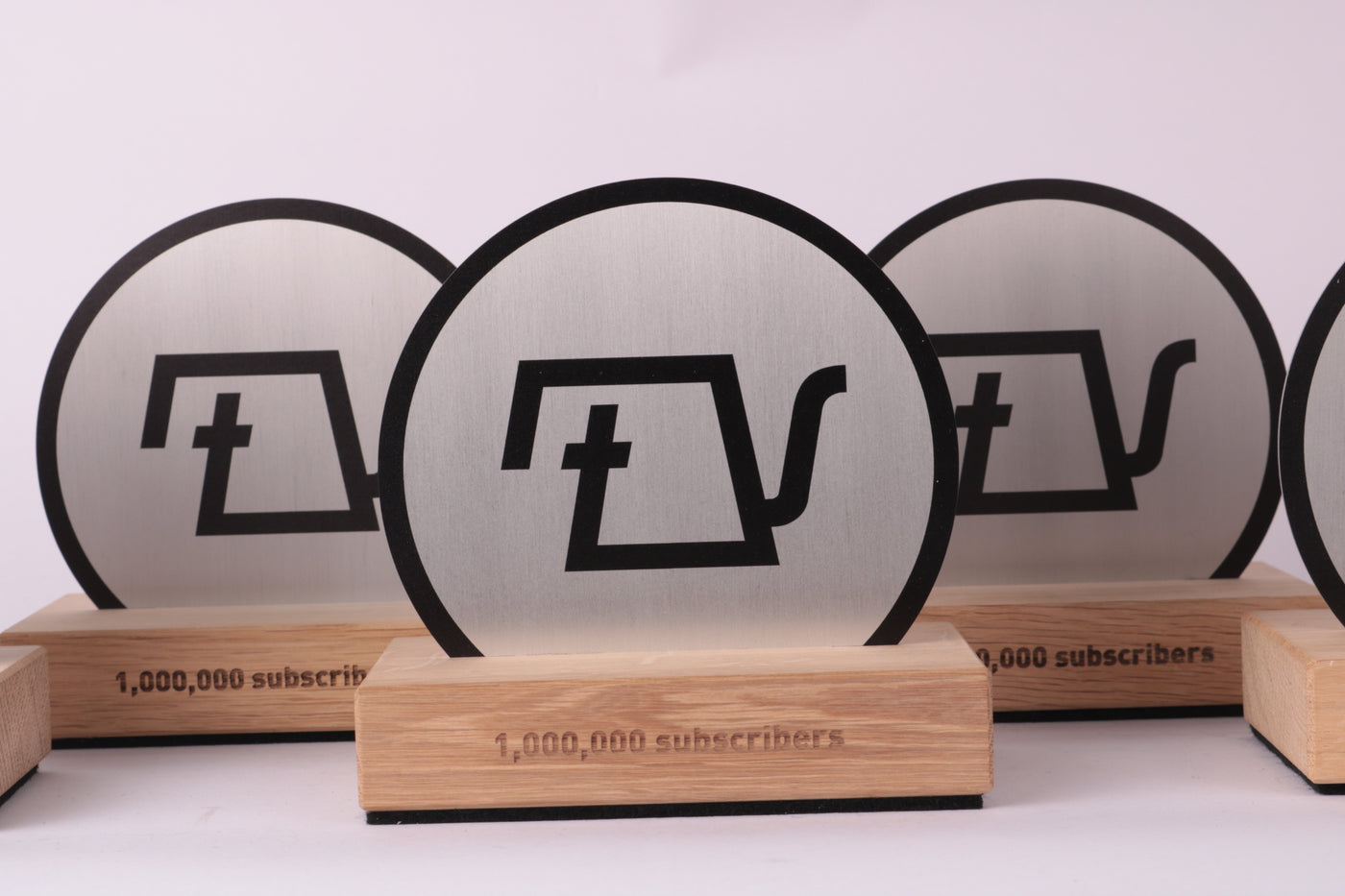 wooden trophy stand with 1 000 000 subs for pour over wall plaque